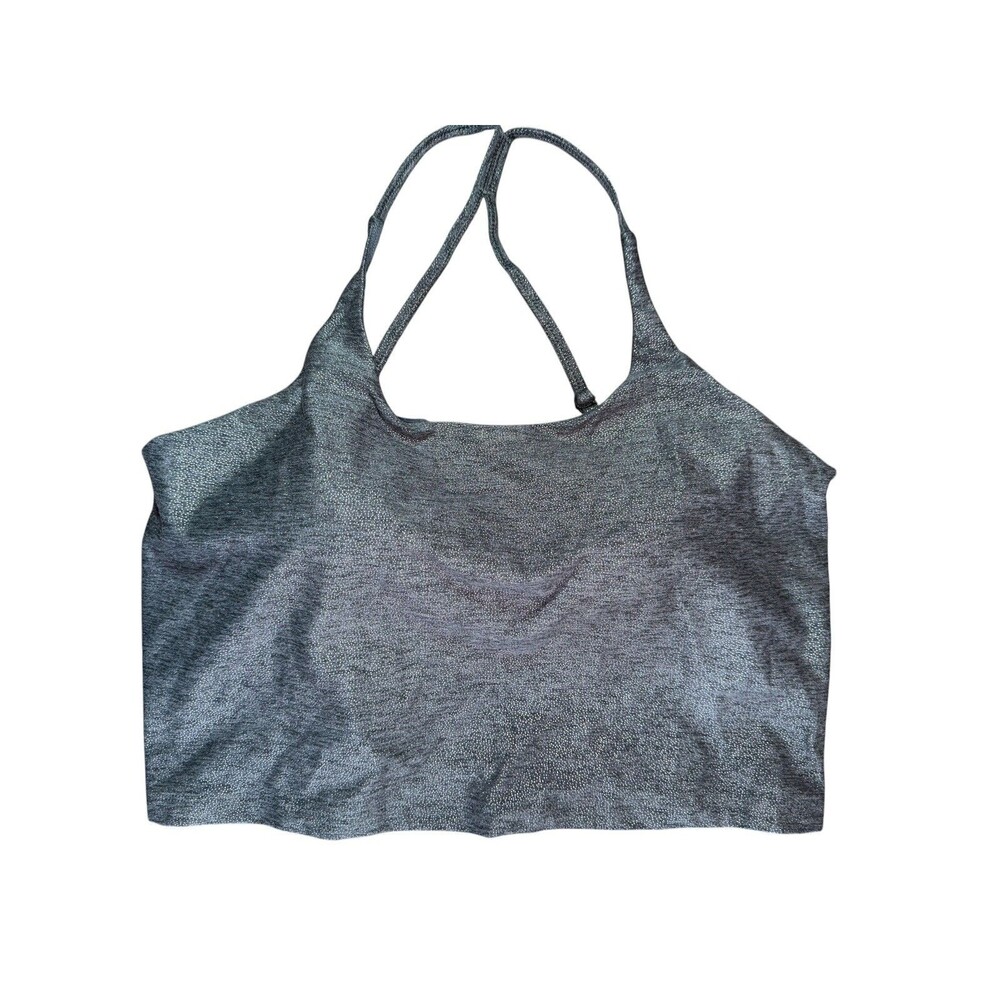 Avia Foil Bra Tank Top Black Shimmer Metallic Y-Back Crop Yoga Gym 2X NWT